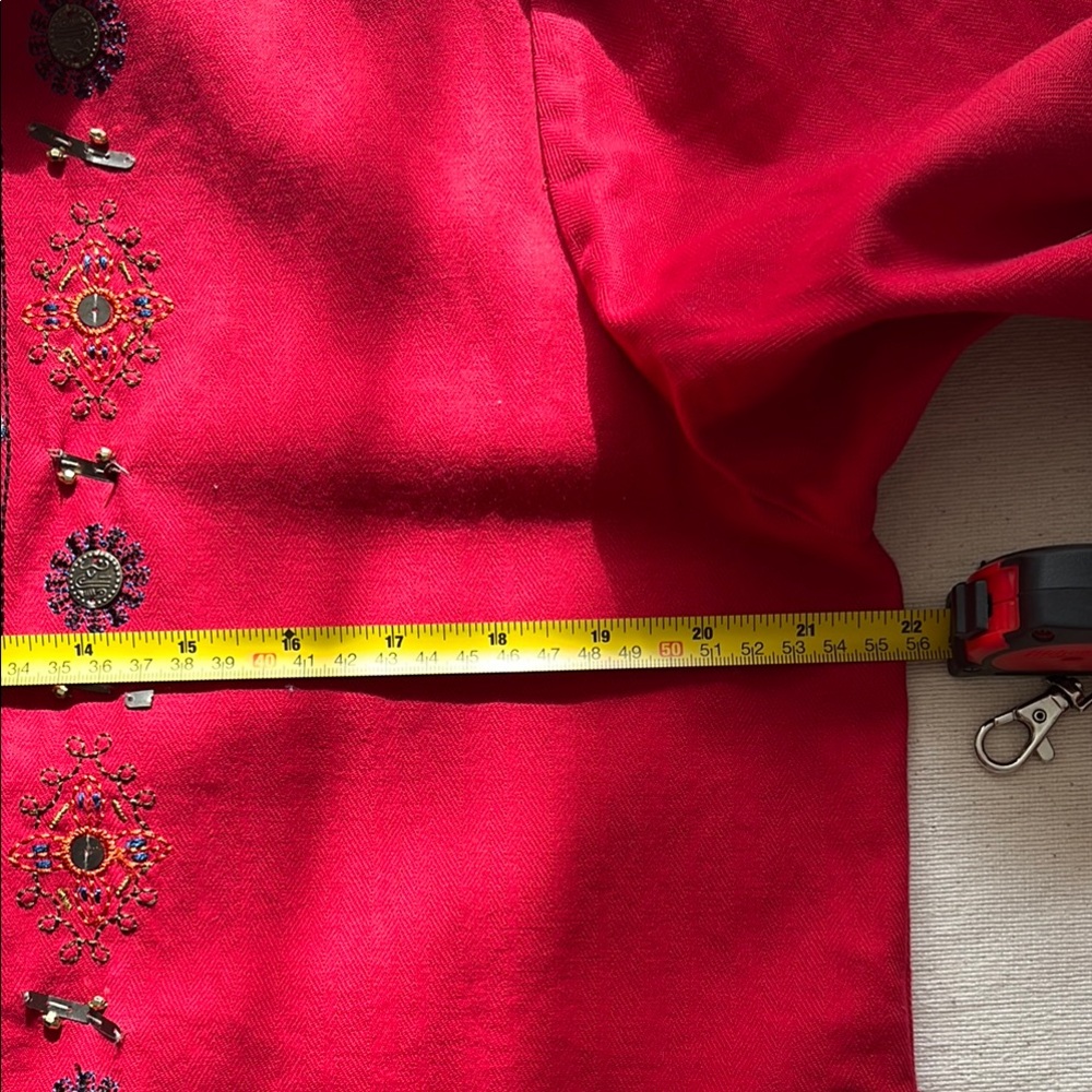 Vintage 90s Y2K Red Embroidered Women's Blazer by Graff Size M - Picture 8 of 9